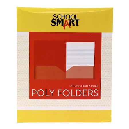 FOLDER  TWO-POCKET POLY RED PACK OF 25 PK